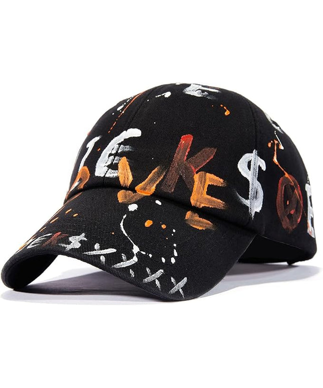Trendy Unisex Graffiti Baseball Cap, Adjustable Cotton Baseball Cap for Men & Women, Athletic Streetwear Hat