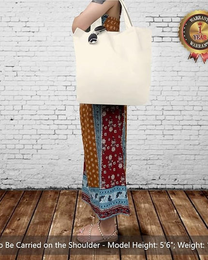 TOPDesign 3-Pack Super Strong Large 12oz Cotton Canvas Tote Bags, Reusable Grocery Shopping Cloth Bags, Fashionable Two-Tone Totes for Crafts, DIY Your Creative Designs