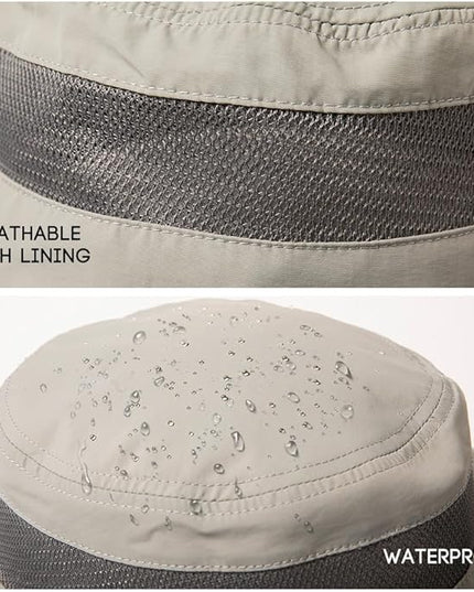 Oversized XL XXL Waterproof Sun Hat for Big Heads Mesh Bucket Hat Wide Brim Adjustable Packable Hiking Beach Fishing
