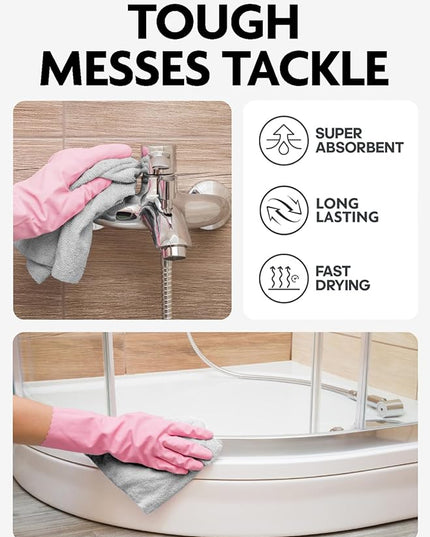 Fantasticlean Microfiber Cleaning Cloth Roll -75 Pack, Tear Away Microfiber Towels, 12" x 12", Reusable, Washable, Scratch Free, Ultra Absorbent Dishcloth for All-Around Cleaning Supplies (Grey)