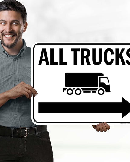 All trucks With Right Arrow Sign, 18x24 Inches, 55 mil thick HDPS (high density polystyrene), Made in USA by My Sign Center