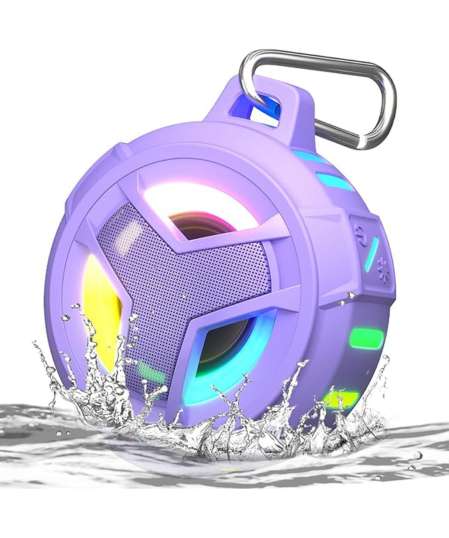 EBODA Bluetooth Shower Speaker, IP67 Waterproof Portable Wireless Small Speakers, Floating, 24H Playtime for Home, Beach, Pool, Kayak, Hiking, Boat Accessories, Gifts for Women, Girls - Purple