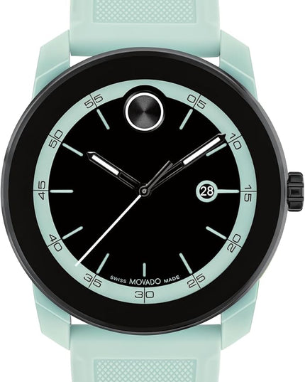 Movado Bold TR90 Ultra Modern Watch for Men and Women - Swiss Quartz 3H Movement, Leather Strap - Water Resistant 3ATM/30 Meters - Sporty Style Wristwatch for Everyone - 42mm
