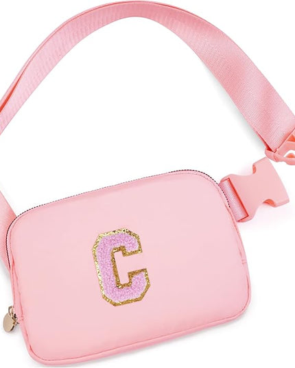 Uygafly Graduation Gifts for Girls Teen,Belt Bag for Women Girls Initial Crossbody Bag Waist Packs Teens Fanny Pack,Personalized Accessories for Preppy Cute Stuff Gifts for Teens Girls Kids | Peach,C