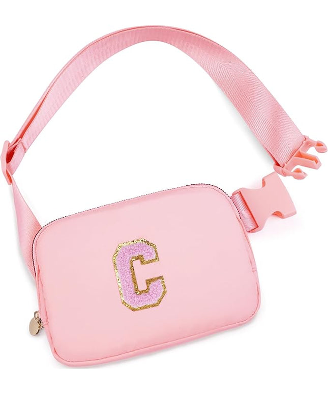 Uygafly Graduation Gifts for Girls Teen,Belt Bag for Women Girls Initial Crossbody Bag Waist Packs Teens Fanny Pack,Personalized Accessories for Preppy Cute Stuff Gifts for Teens Girls Kids | Peach,C
