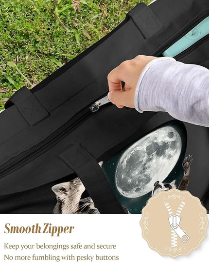 Large Tote Bag for Women - Canvas Tote Bag with Zipper Aesthetic Reusable Shoulder Bag for Gym, Travel, Work