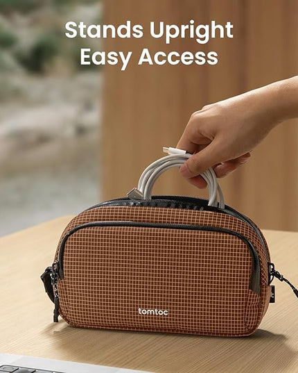 tomtoc Electronic Organizer Travel Case Performance, Water Resistant Dual Compartment Cable Organization Storage Bag for Charger, Cord, Phone, Hard Drive, Power Bank, Accessories Travel Essentials