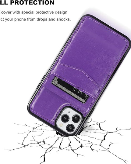 KIHUWEY Compatible with iPhone 11 Pro Max Case Wallet with Credit Card Holder, Premium Leather Magnetic Clasp Kickstand Heavy Duty Protective Cover for iPhone 11 Pro Max 6.7 Inch(Dark Purple)