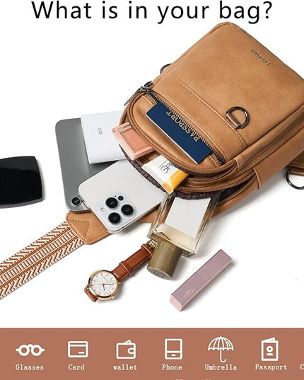 7L Sling Bag for Women Men Vegan Leather Crossbody Bags Fanny Pack Purse Backpack Over Shoulder Bag Travel Anti Theft