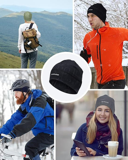 Skull Caps Beanies for Men & Women, Elastic Thermal Running Hat, Windproof Cycling Cap Helmet Liner Soft Beanie Hat