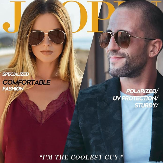 Joopin Polarized Metal Aviation Sunglasses Men, Classic Military Sun Glasses Women, Rectangle Shades UV400 Protection Costume