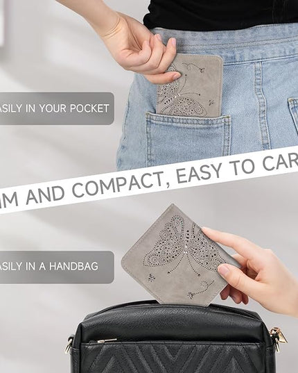 KITEVIUN Small RFID Wallet Women Ultra Thin Slim Womens Wallet Mini Compact Bifold Pocket Ladies Wallets for Women GRAY