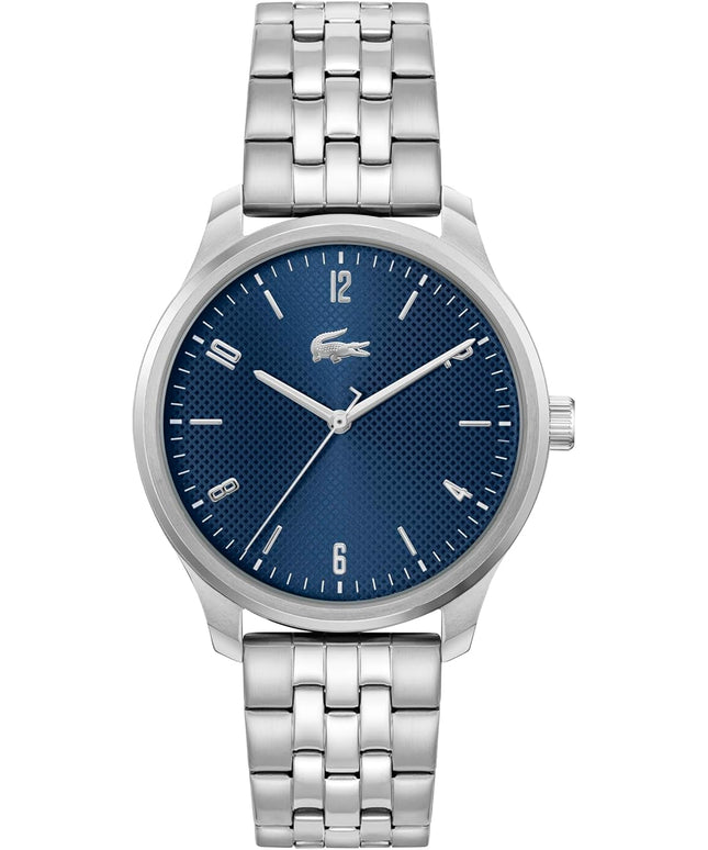 Lacoste Lisbon Men’s Quartz Watch - Three-Hand Sunray Dial with Stick Indexes, Polished Case, Crocodile Logo - Modern, Classic Timepiece - Gift for Him 42mm