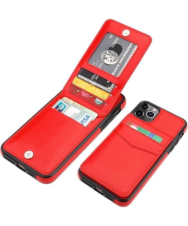 KIHUWEY Compatible with iPhone 11 Pro Max Case Wallet with Credit Card Holder, Premium Leather Magnetic Clasp Kickstand Heavy Duty Protective Cover for 11 Pro Max 6.5 Inch(Red)