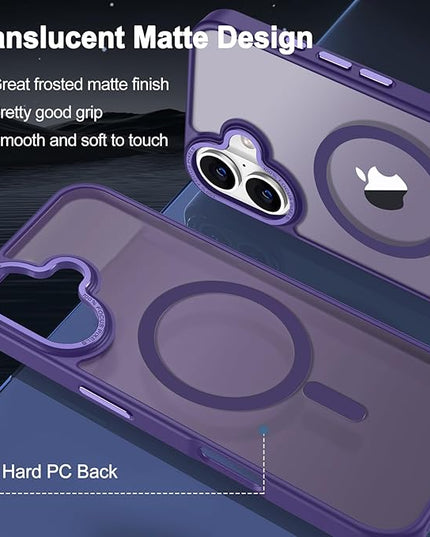 Hython Case for iPhone 16 Plus Case Magnetic Translucent Matte Phone Cases 6.7" [Compatible with MagSafe] Thin Slim Fit Shockproof Bumper Hard Protective Cover for Women Men Girls, Deep Purple