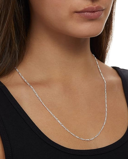 Amazon Essentials 14k Gold or Sterling Silver Plated Figaro Chain Necklace