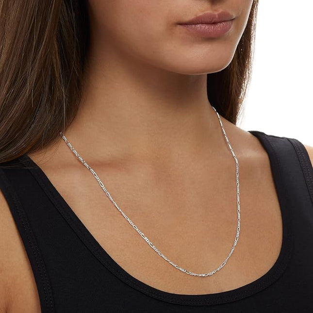 Amazon Essentials 14k Gold or Sterling Silver Plated Figaro Chain Necklace