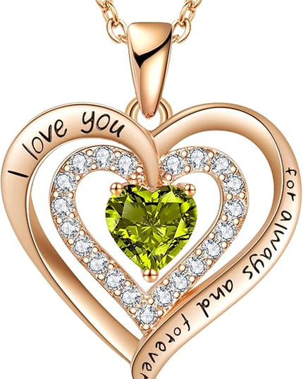 REDBEE Necklaces for Women Birthstone Heart Necklace Jewelry for Wife Girlfriend Woman Necklace