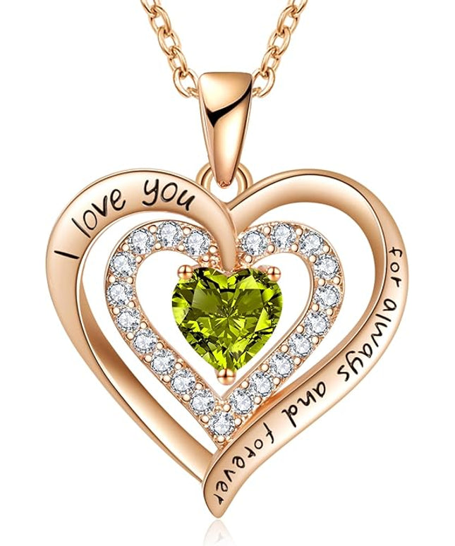 REDBEE Necklaces for Women Birthstone Heart Necklace Jewelry for Wife Girlfriend Woman Necklace