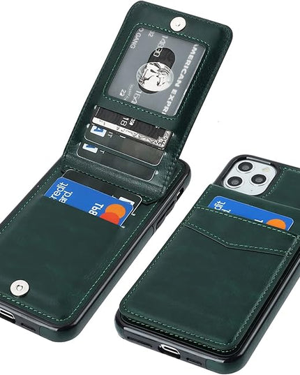 KIHUWEY Compatible with iPhone 11 Pro Max Case Wallet with Credit Card Holder, Premium Leather Magnetic Clasp Kickstand Heavy Duty Protective Cover for iPhone 11 Pro Max 6.5 Inch(Green)
