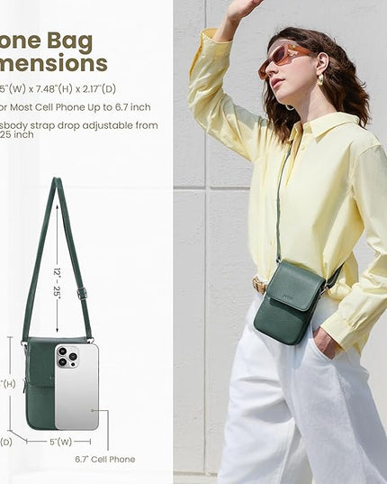 befen Genuine Leather Small Crossbody Bags for Women, Cell Phone Cross body Purse Bag with RFID Blocking Card Slots