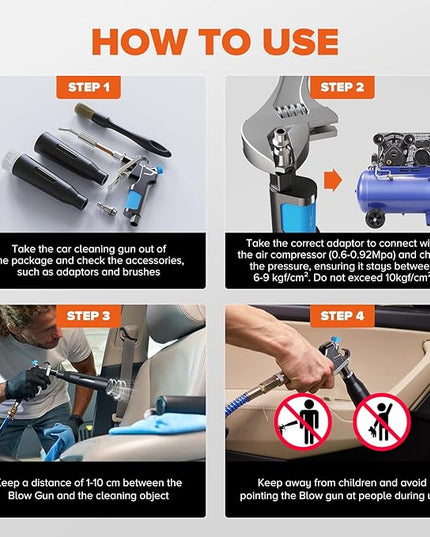 Tornado Air Cleaning Gun, Upgraded High Pressure Dryer Air Blow Gun Adjustable Wind Speed, 360° Rotating Nozzle for Thorough Cleaning Car Detailing Tools for Car Interiors & Exteriors