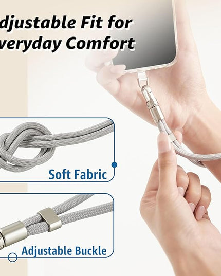 Phone Wrist Strap for iPhone & Samsung – 6mm Lanyard with Non-Adhesive 2 Tether Tabs | Secure Hand Strap for Men & Women (Case Required, for Smartphones) – Light Gray