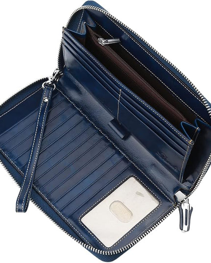 Lavemi Small Compact Women Wallet RFID Blocking Genuine Leather Bifold Purse with ID Windows