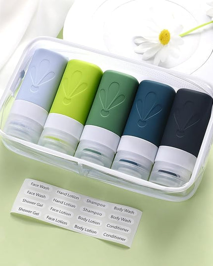 INSFIT Travel Bottles for Toiletries, TSA Approved 2oz Travel Size Toiletries, BPA Free Leak Proof Squeezable Silicone Tubes Travel Essentials for Shampoo Conditioner Lotion Soap