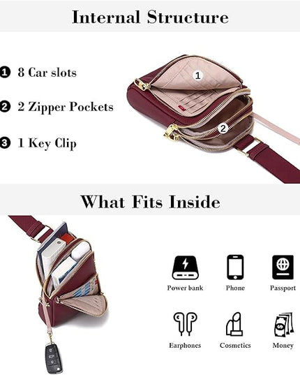 INICAT RFID Blocking Sling Bag Anti Theft Crossbody Bags Women Valentine's Day Gifts Travel Purses Vegan Leather