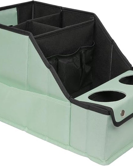 MULISOFT Car Seat Organizer - Backseat Car Organizer with 11 Storages Compartments and 2 Cup Holders, Green