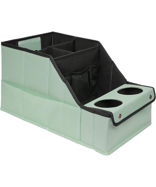 MULISOFT Car Seat Organizer - Backseat Car Organizer with 11 Storages Compartments and 2 Cup Holders, Green