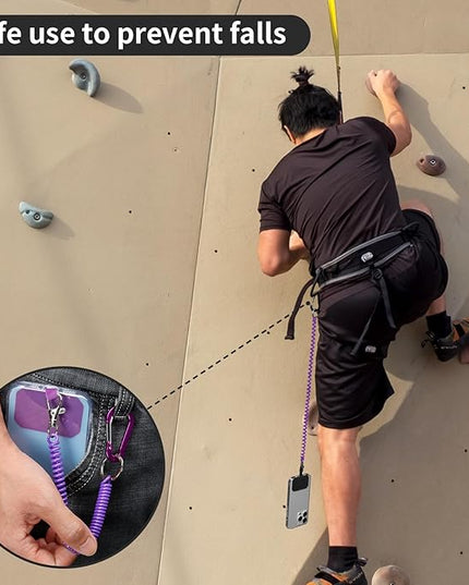Phone Tether Lanyard Anti Theft Phone Strap with Carabiner Anti-drop Outdoor Skiing Hiking Cycling fishing Climbing fit iPhone and Most Cell Phone (Black+Purple)