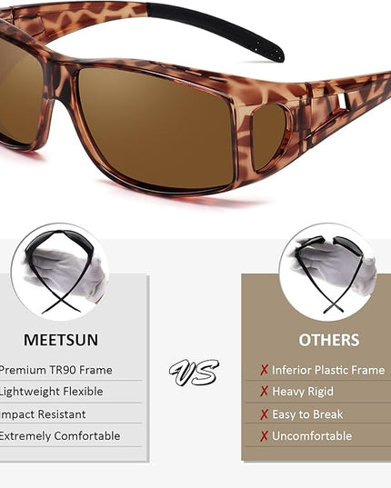 MEETSUN Fit Over Glasses Sunglasses for Men Women,Wrap Around Sunglasses Polarized UV400 Protection