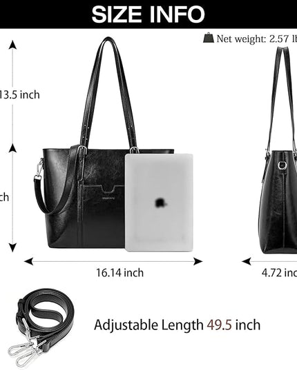 BOSTANTEN Leather Laptop Bag Work Tote for Women Shoulder Handbag Briefcase 15.6 inch Satchel Computer Bag