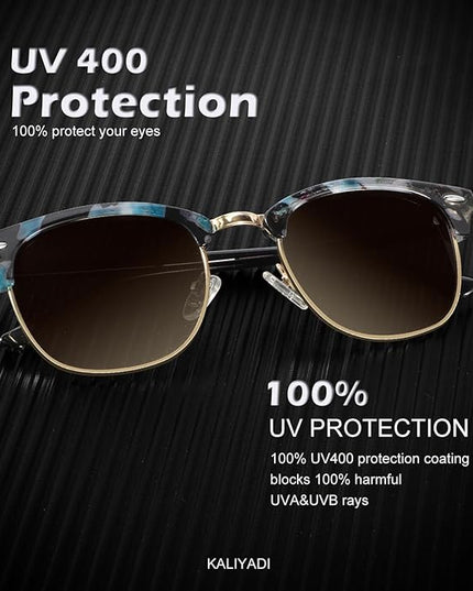 KALIYADI Polarized Sunglasses for Men and Women Semi-Rimless Frame Driving Sun glasses UV Blocking