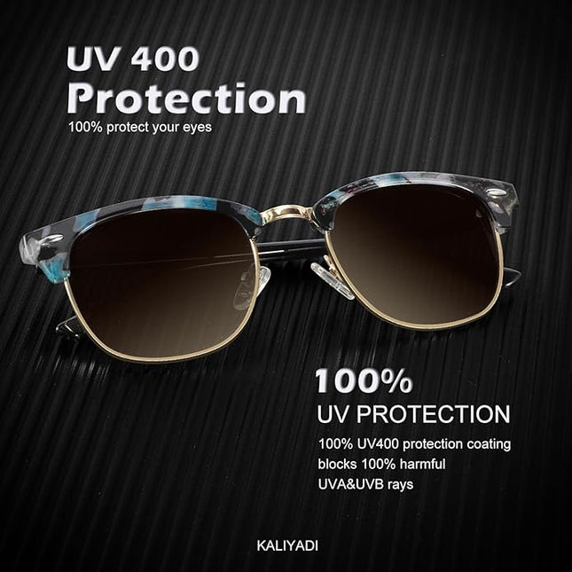 KALIYADI Polarized Sunglasses for Men and Women Semi-Rimless Frame Driving Sun glasses UV Blocking