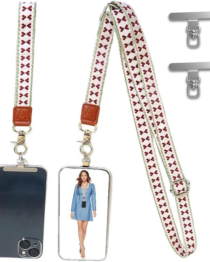 LEMEDE Wrist Keychain and Adjustable Phone Lanyard, Silver Hook Phone Crossbody Strap with 360° Rotating Phone Pads
