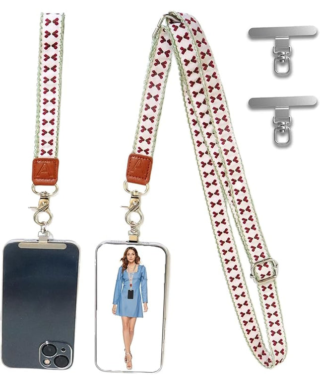 LEMEDE Wrist Keychain and Adjustable Phone Lanyard, Silver Hook Phone Crossbody Strap with 360° Rotating Phone Pads