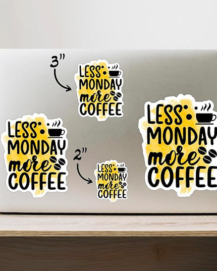 (3PCS) Less Monday More Coffee Sticker for Phone Tablet Laptop Car Truck Window | 2" Sticker