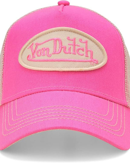Von Dutch Unisex Trucker Hat - Curved Bill Mesh Back Retro Classic Adjustable Snapback Baseball Cap for Men and Women