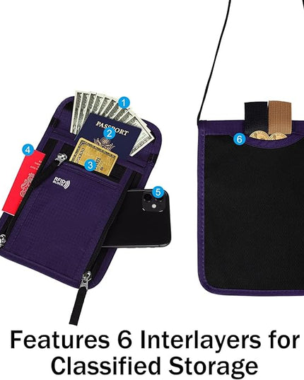 Travel Pouch Neck Wallet Family Passport Holder Organizer Case with RFID Blocking | RFID Blocking