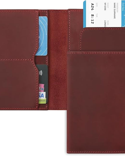 Jack&Chris Leather Passport Holder, Handmade Passport cover, Travel Wallet Cover Case for Men and Women, Leather Travel Documents Organizer Protector, JC107