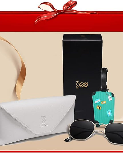 SOJOS Square Polarized Sunglasses for Women Men Small Hexagonal Polygon Shades SJ1072