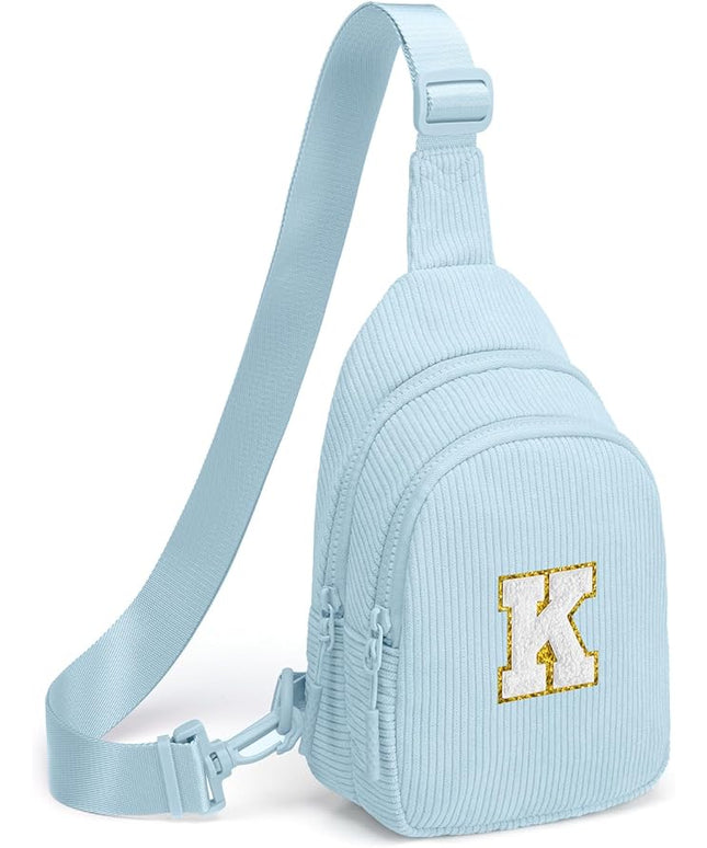 Viverte Small Corduroy Sling Bag Initial Crossbody Bag Fanny Pack for Girls Personalized Birthday Gifts for Teen Girls Gifts