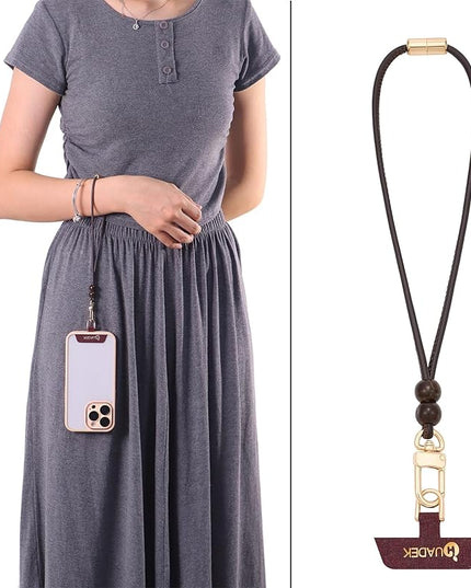 Leather cell phone lanyard Detachable Phone Chain Strap 2-in-1 Phone Chain Wristlet