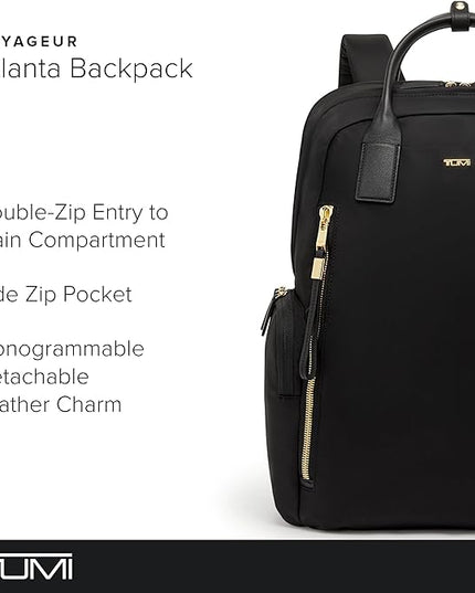 TUMI - Voyageur Atlanta Backpack - Travel Backpack for Women - For Business, Commute - Holds Up to 17" Laptop - Black & Gold Hardware