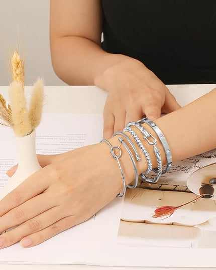18 K Gold Plated Love Bangle Bracelet Stack Cuff Jewelry for Women Jewelry Set for Women Gift with Box