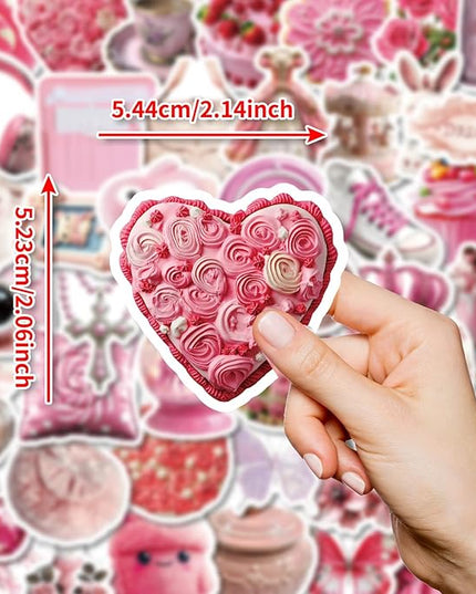 100 PCS Coquette Stickers Pink Aesthetic Stickers Pack, Holographic Thickened Vinyl Cute Stuff Water Bottle Sticker for Girls| Easier to Peel Off| Scratch & Fade Resistant| No Curling| Reusable