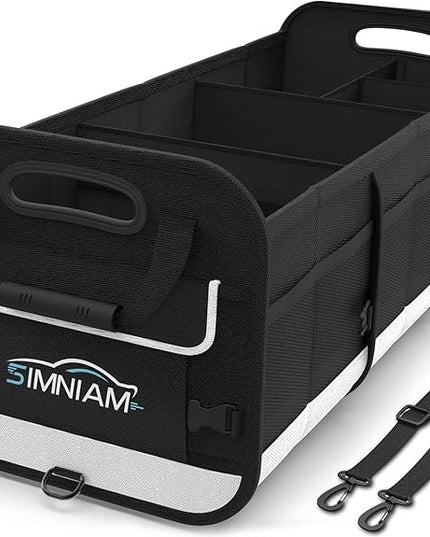 Simniam Large Car Trunk Organizer - with 5 Compartments Trunk Organizers and Storage SUV, Reinforced Handle, Securing Straps, Trunk Organizer Available for Car, SUV, Truck, Minivan